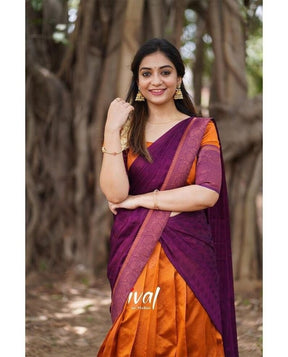 Vootbuy - Women's Kanjivaram Half Silk Designer Saree for Wedding