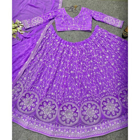 Light Purple Colour Embroidered Attractive Party Wear Silk Lehenga choli