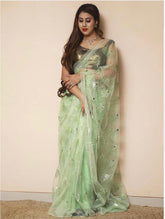 pista sequence work soft net saree