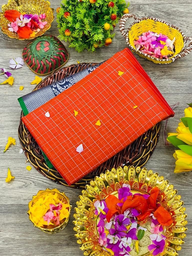multicolor pure silver zari weaving soft organza saree