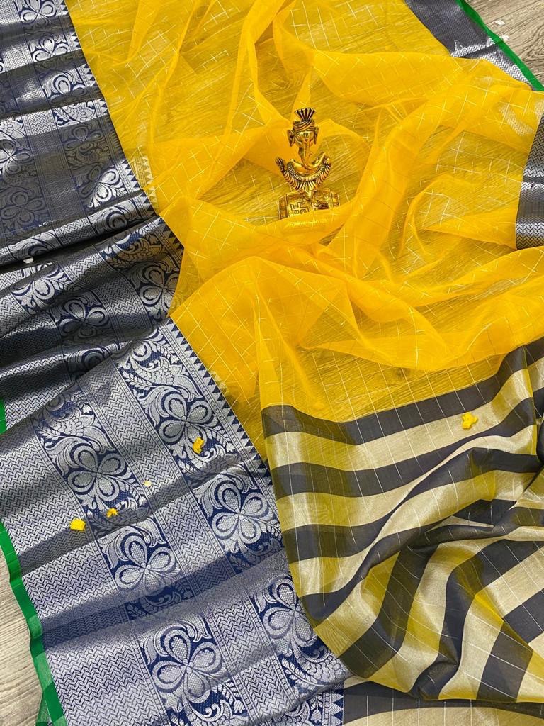 Multicolor Pure Silver Zari Weaving Soft Organza Saree for Women's