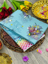 multicolor organza chex design saree with zigzag border