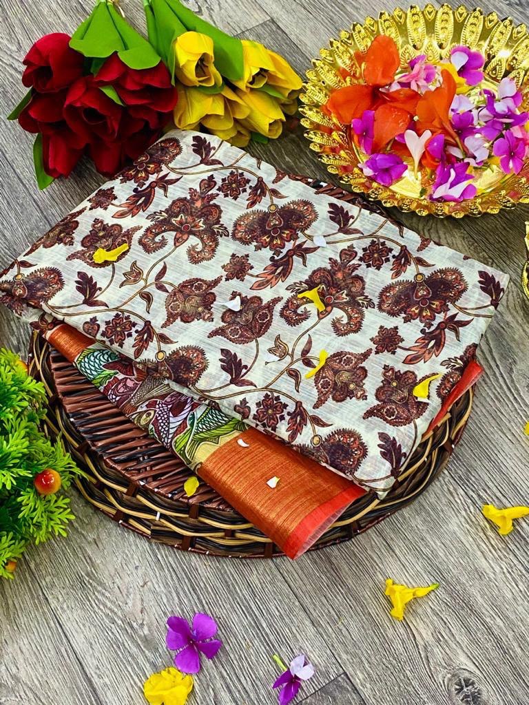 linen fabric digital saree