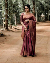 festival wear kanjivaram soft silk saree with thread tassels