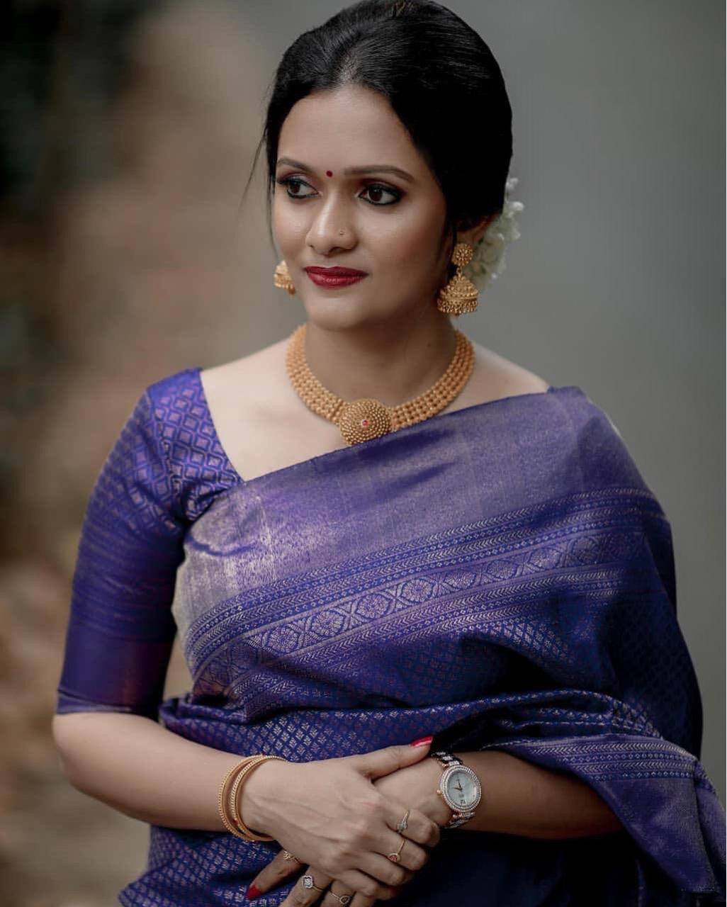 purple woven kanjivaram art silk designer fancy saree