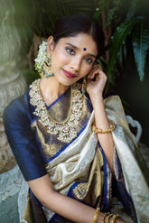 golden zari design soft silk saree for wedding