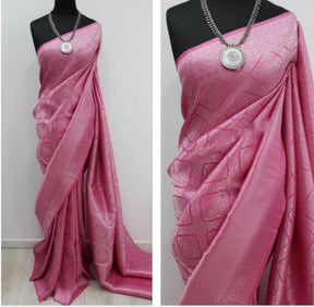 Women's Printed Cotton Silk Linen Blend Saree for Wedding by Vootbuy