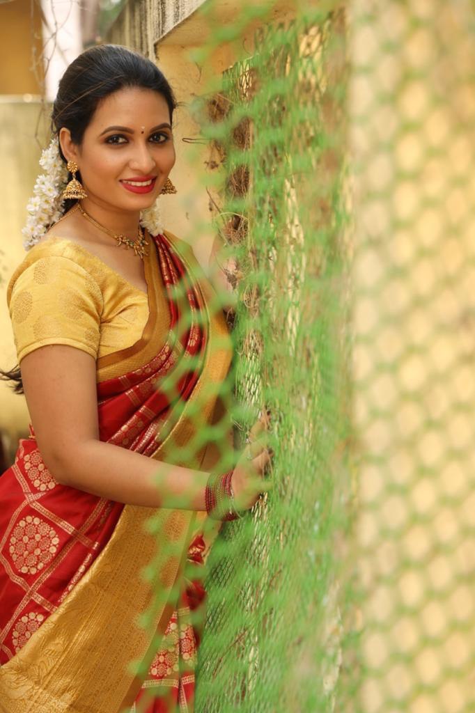 Maroon Red Georgette Ruffle Banarasi Silk Saree for Festive Wear