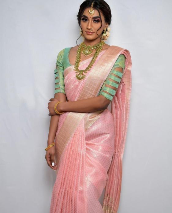 soft silk zari work saree