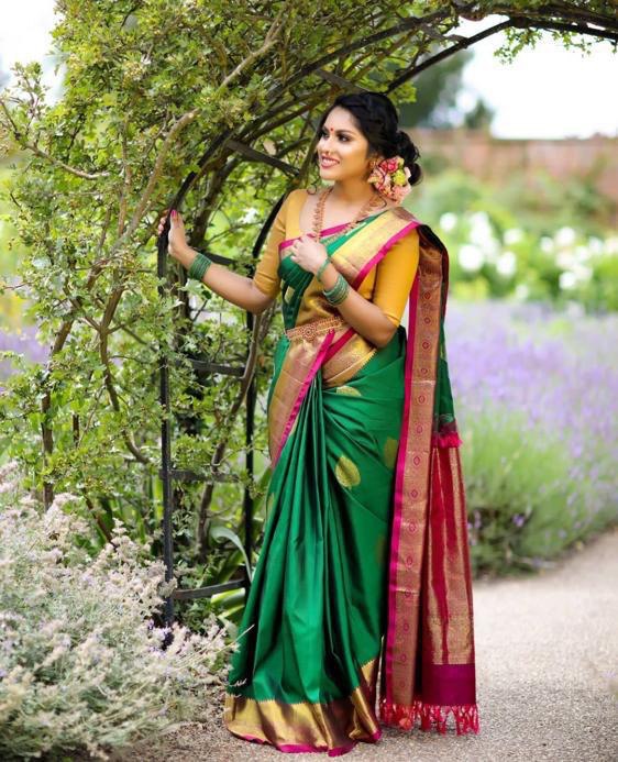 soft lichi silk paithani saree