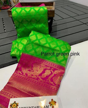 Casual Wear Multicolor Lichi Soft Silk Banarasi Saree | Vootbuy
