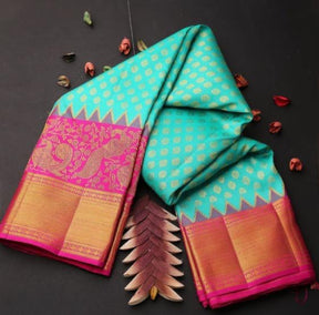 light green soft silk zari saree for women