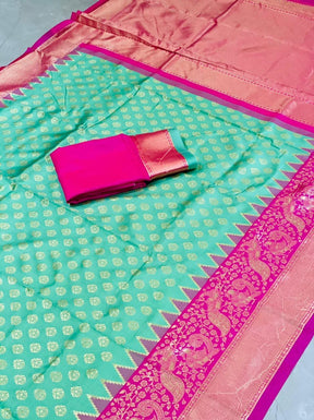 New Wedding Wear Light Green Kanjivaram Pure Silk Zari Woven Saree