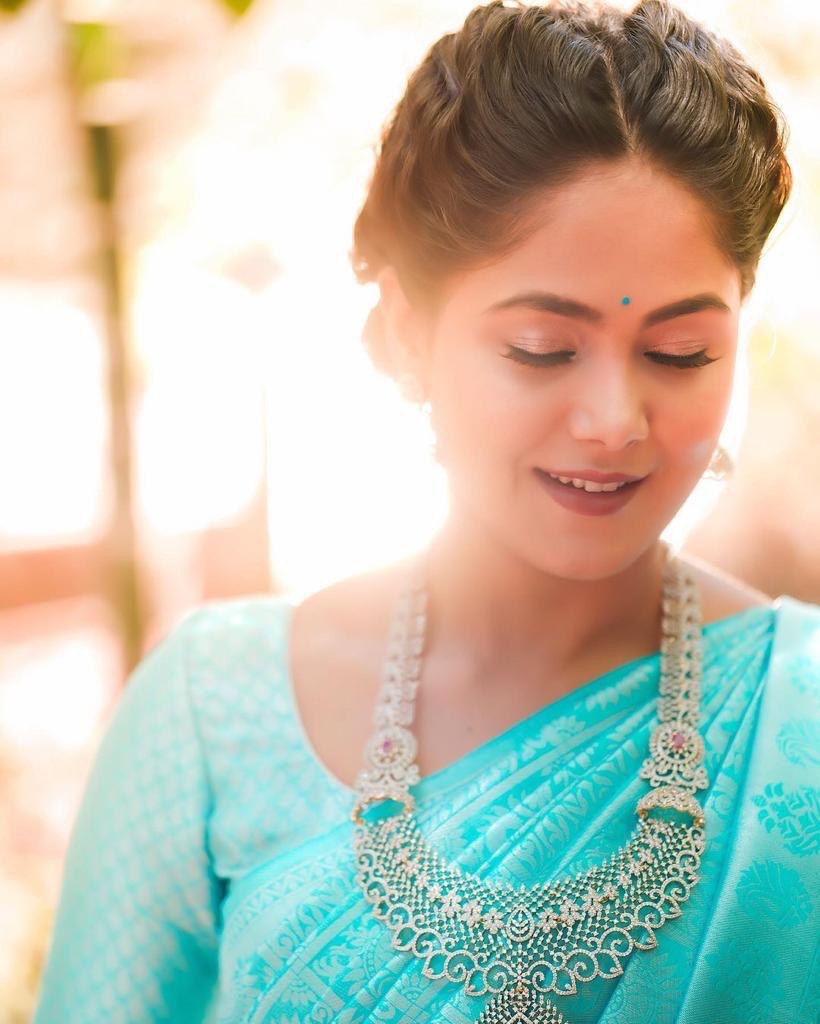 light blue soft jacquard saree