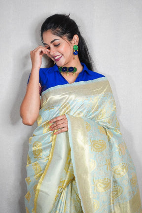 Vootbuy Special Edition Heavy Golden Zari Weaving Silk Saree for Women