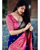 Organic Zari Woven Banarasi Soft Silk Saree with Jacquard Border