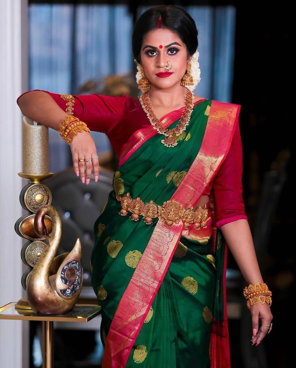 peacock woven design kanjivaram pure art silk designer saree