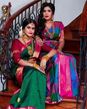 Women's Peacock Woven Design Kanjivaram Pure Art Silk Designer Saree