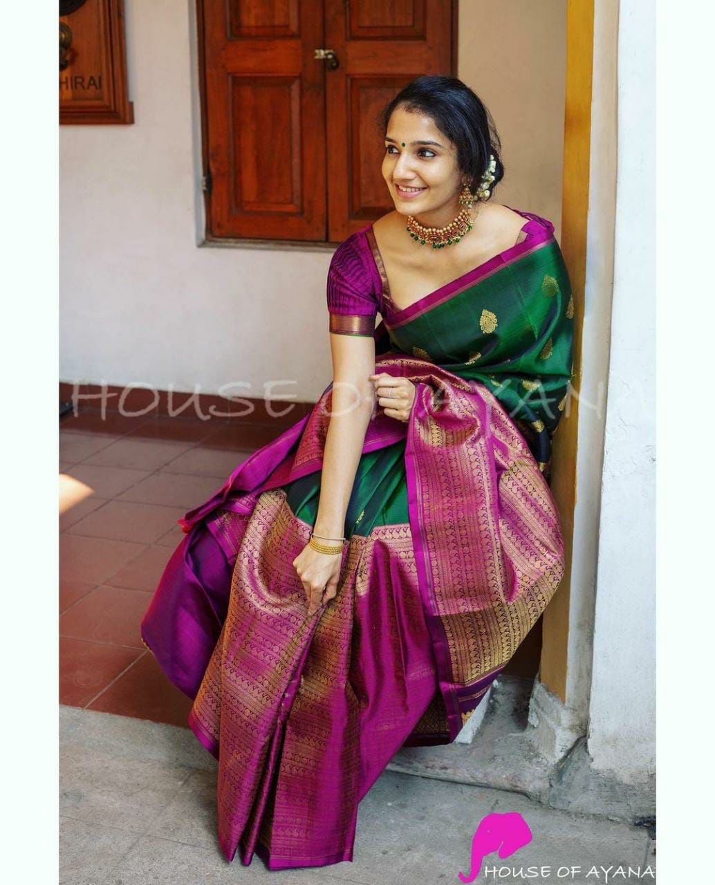 festive wear golden wear saree