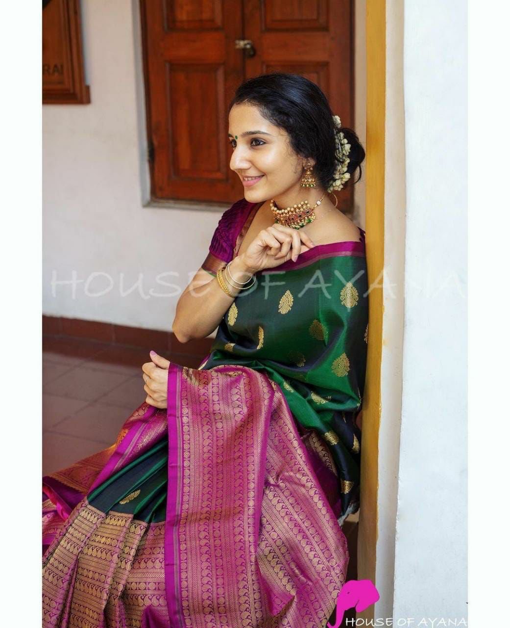 festive wear golden zari weaving soft silk jacquard saree