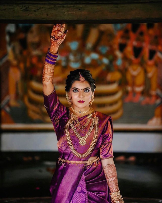 Plum Patterned Banarasi Soft Silk Saree