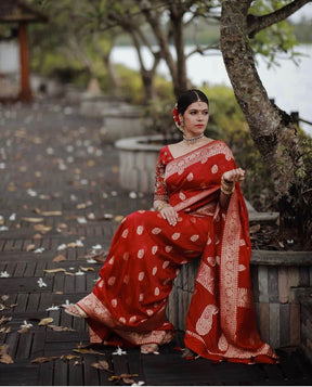 red wedding soft silk saree