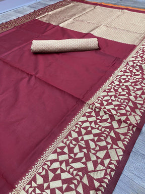 Maroon Color Beautiful Design Kanchipuram Soft Silk Saree for Wedding