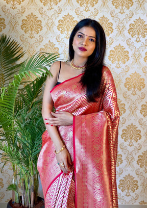 Wedding Wear Heavy Zari Weaving Soft Silk Banarasi Jacquard Saree