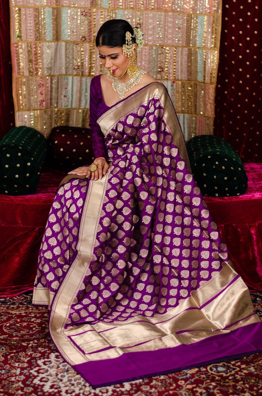 soft silk banarasi jacquard saree