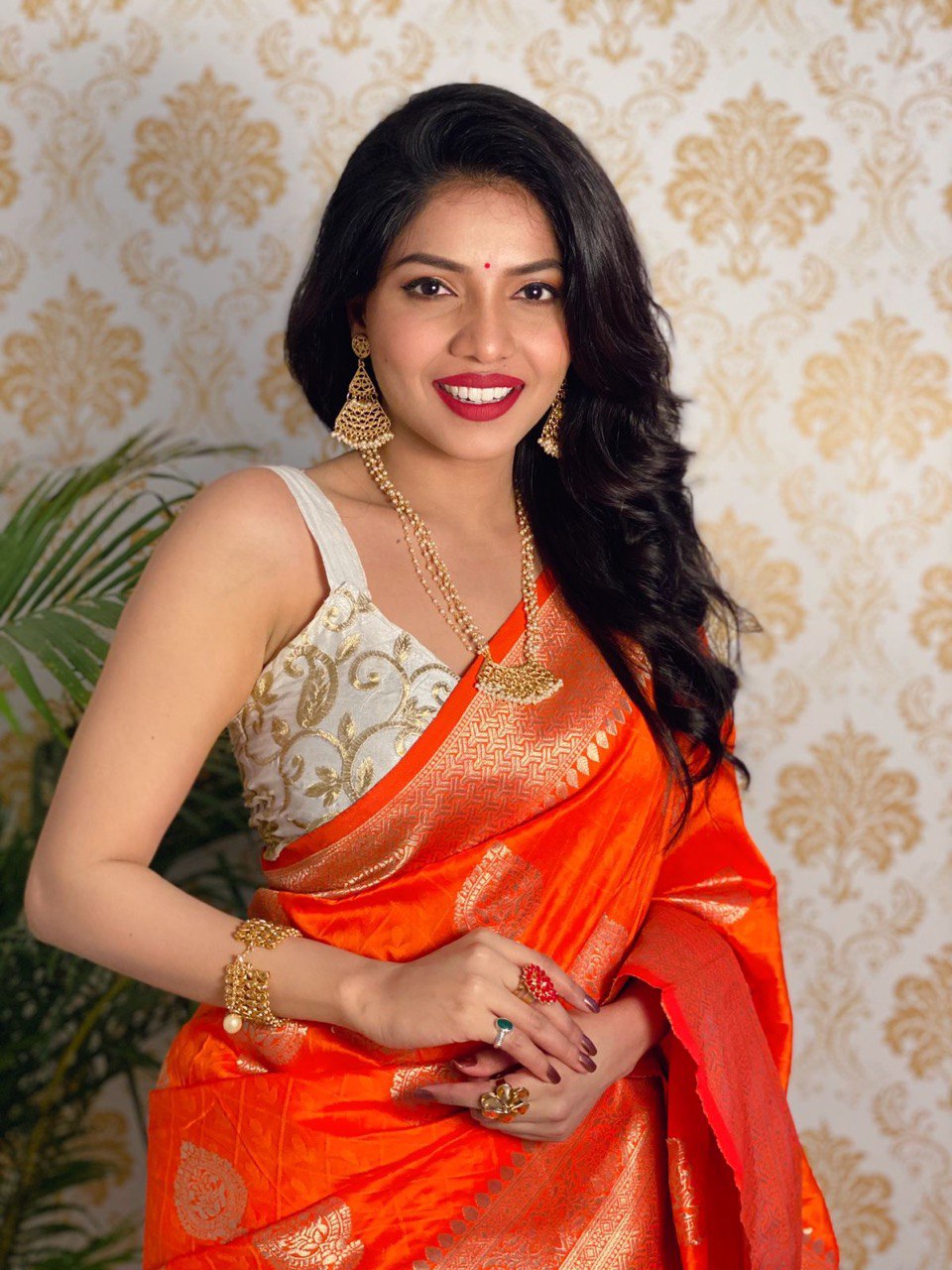 Orange Color Zari Woven Paithani Pure Silk Saree for Festival Wear