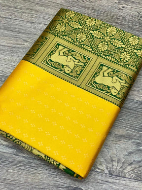 Yellow Color Zari Woven Kanjivaram Soft Lichi Silk Saree by Vootbuy