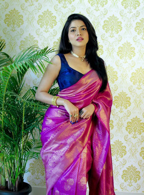 Vootbuy Self Design Zari Woven Banarasi Soft Silk Saree for Party Wear