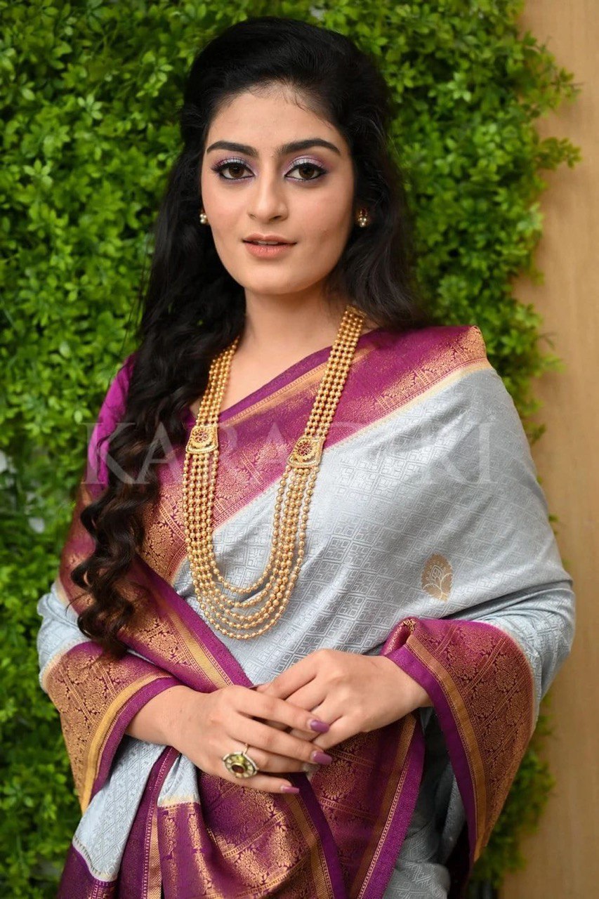 grey soft silk jacquard saree