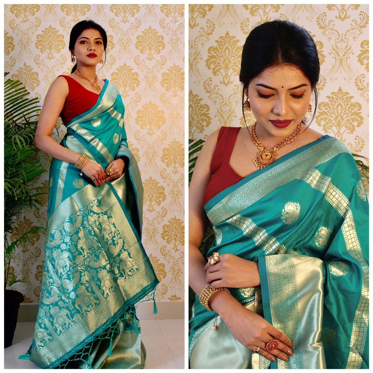 Elegant Zari Woven Wedding Wear Pure Banarasi Soft Silk Saree