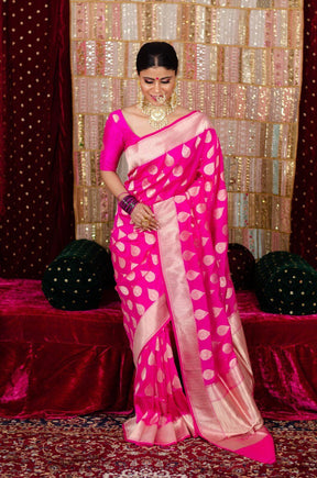 Baby Pink Zari Woven Kanjivaram Soft Silk Saree