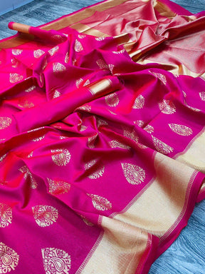 Baby Pink Zari Woven Kanjivaram Soft Silk Saree