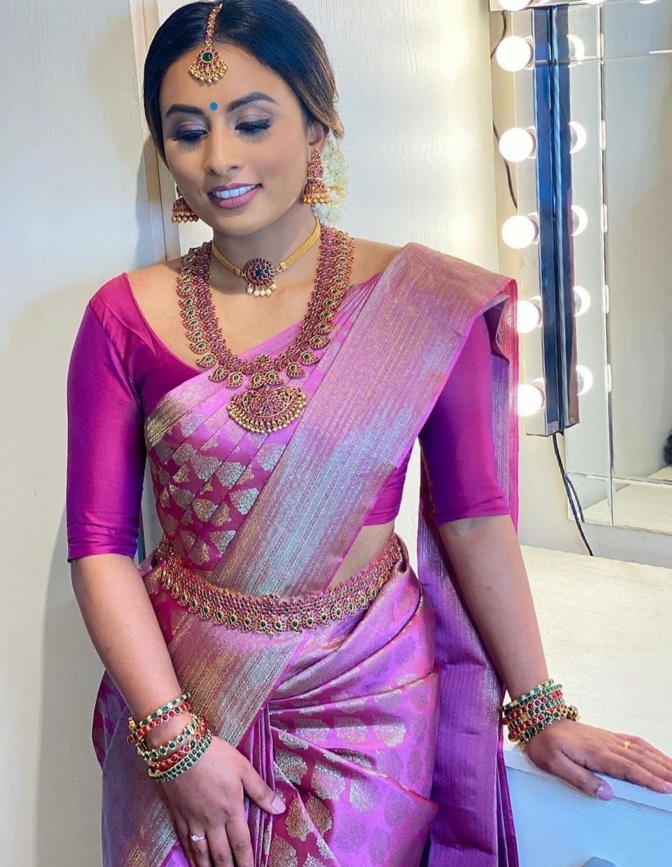 Pink Banarasi Soft Silk Saree with Zari Weaving