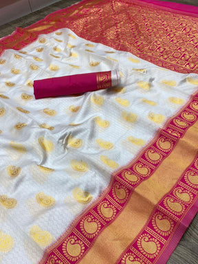 Festival Special Women's Golden Zari Weaving Kanjivaram Art Silk Saree