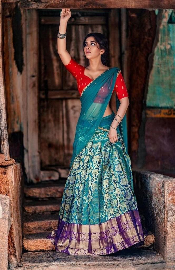 Traditional Blue Embroidered Chanderi Silk Choli Set with Dupatta