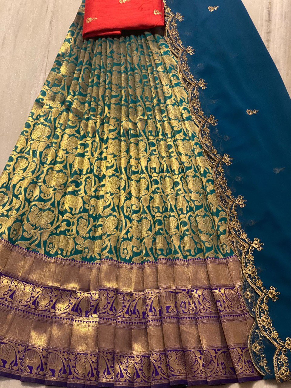 Blue Chanderi Silk Choli Set - Perfect for Special Occasions with Dupatta