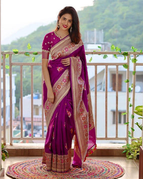 Women's Floral Design Soft Silk Saree for Traditional Wedding Wear