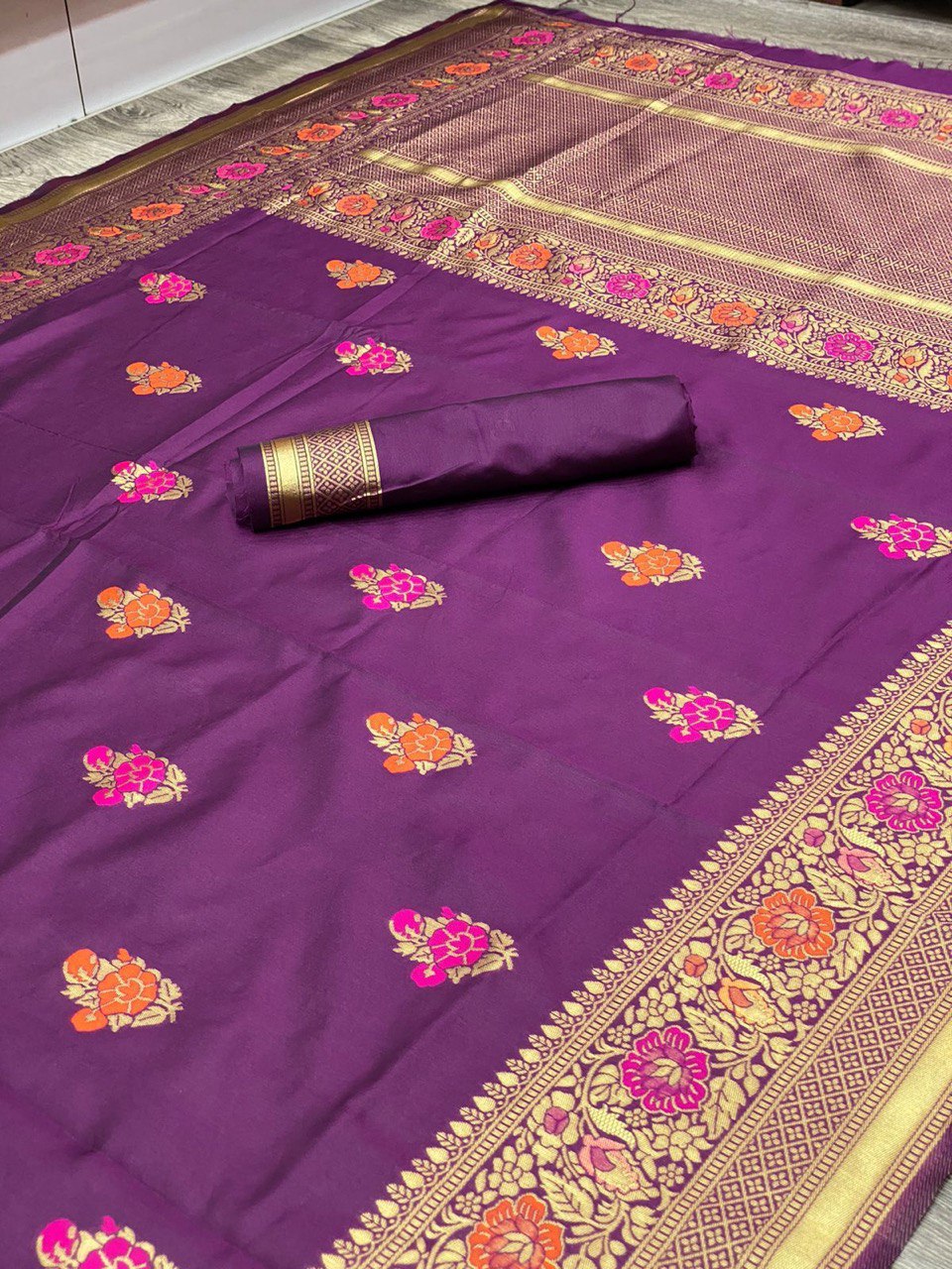 wine color wedding saree in soft silk