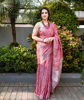 pink soft lichi silk pure paithani jacquard work saree