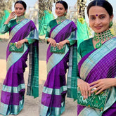 purple woven design soft silk saree
