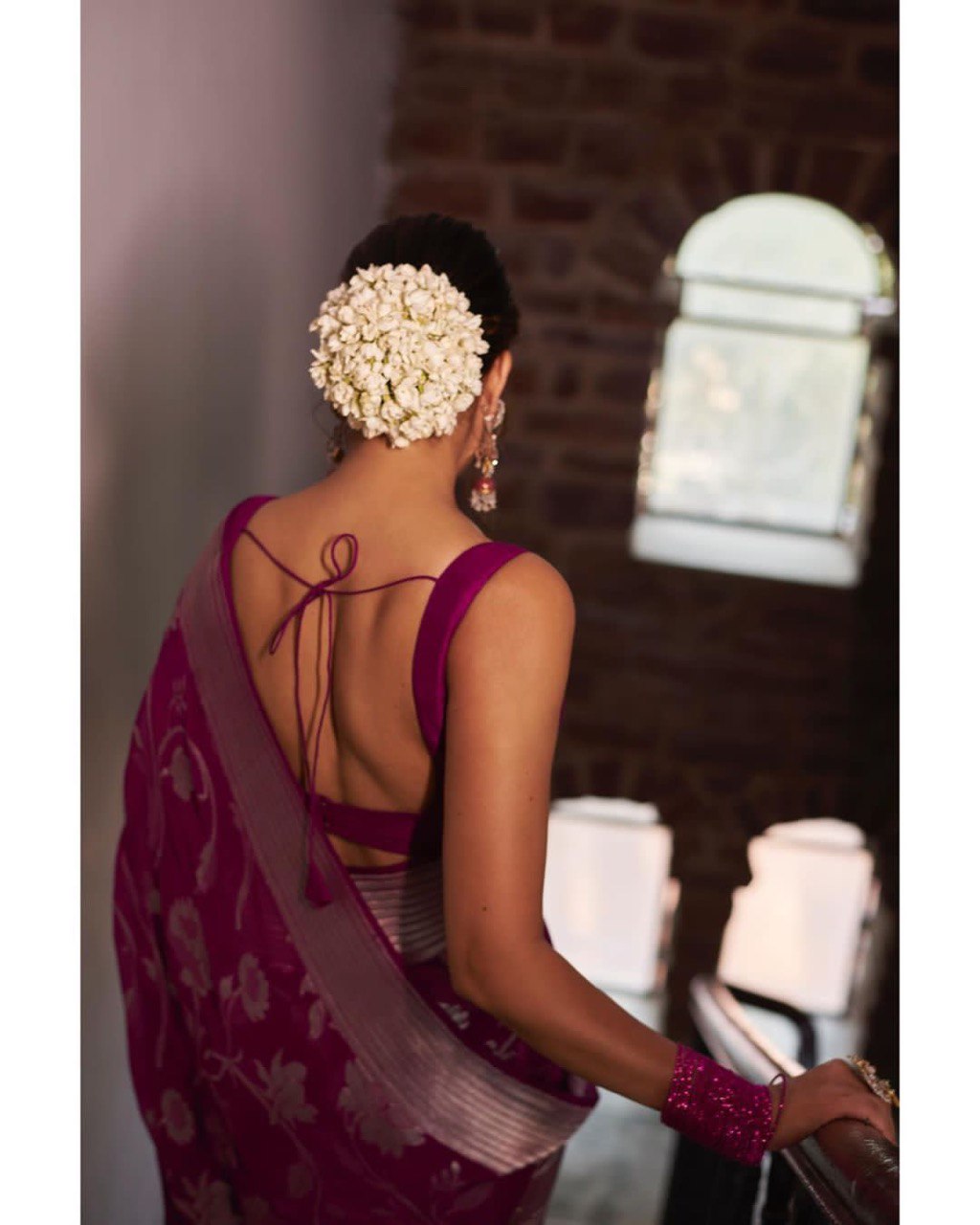 purple floral zari woven silk saree for wedding