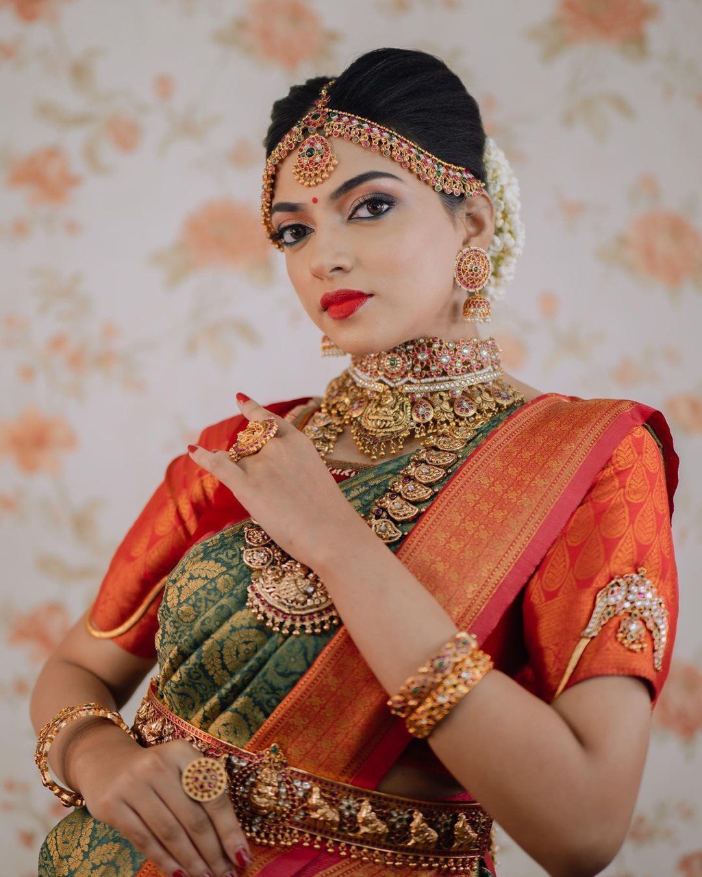 green embellished kanjivaram silk saree
