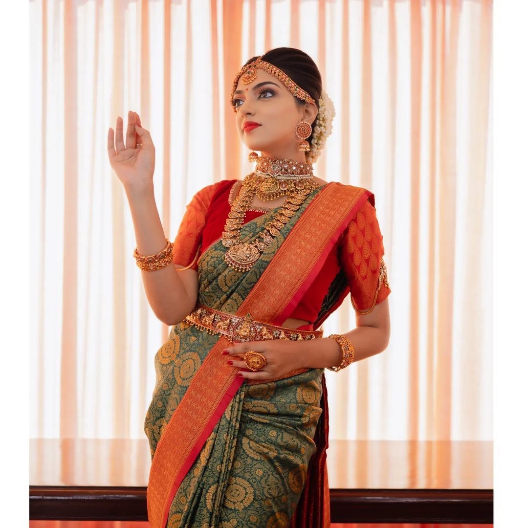 green wedding saree for women