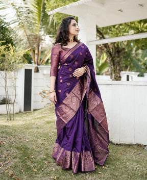 Luxurious Purple Jacquard Art Silk Kanjivaram Saree