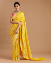Traditional Wear Woven Design Soft Silk Yellow Paithani Jacquard Saree