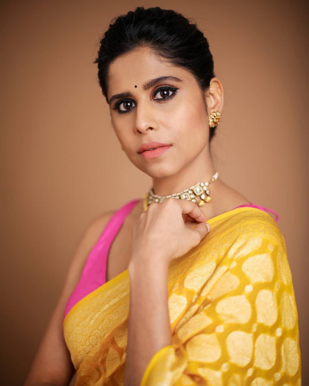 yellow paithani jacquard saree